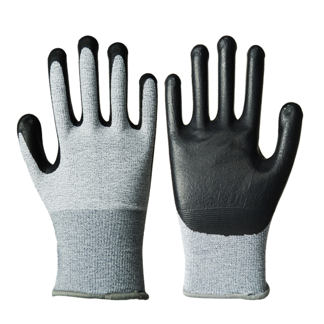 15 Gauge Polyester/Nylon Liner Nitrilschaumbeschichtete Handschuhe