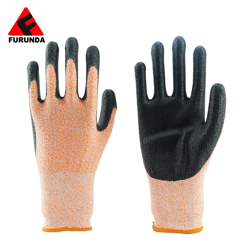 13 Gauge Orange HPPE Liner Pu-beschichtete schnittfeste Handschuhe