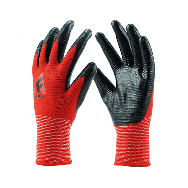 13 Gauge Polyester/Nylon Liner Nitril Handschuhe mit Zebrabeschichtung