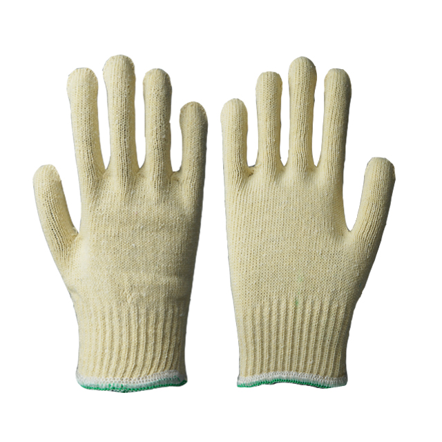 10 Gauge gelbliche Polyester-Strick-Doppelfarben-Overlock-Handschuhe