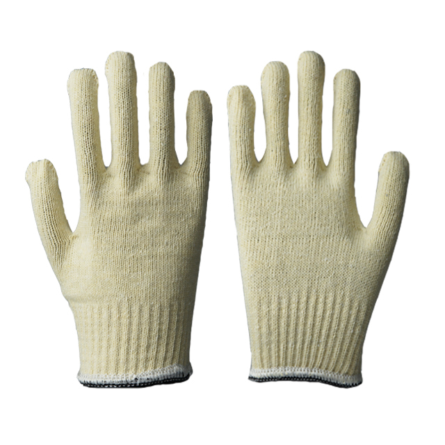 10 Gauge gelbliche Polyester-Strick-Doppelfarben-Overlock-Handschuhe