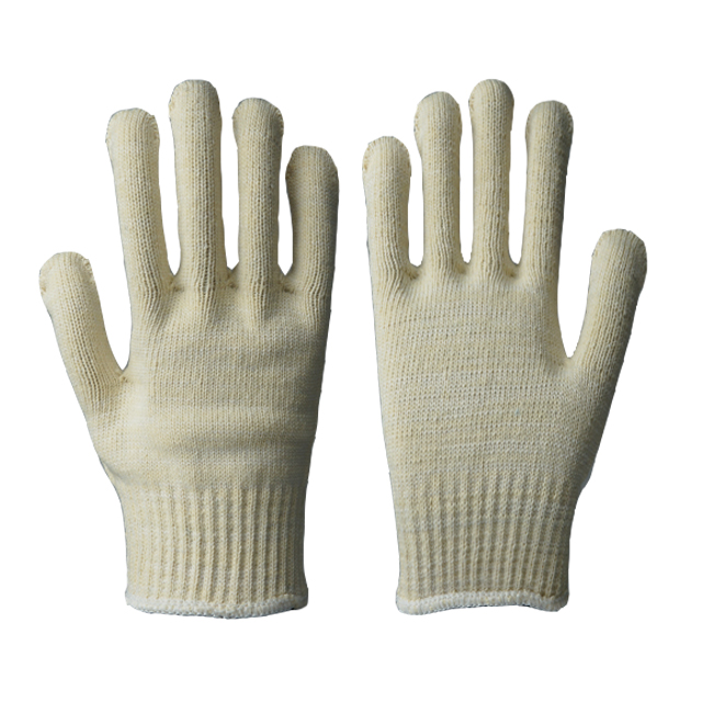 10 Gauge gelbliche Polyester-Strick-Doppelfarben-Overlock-Handschuhe