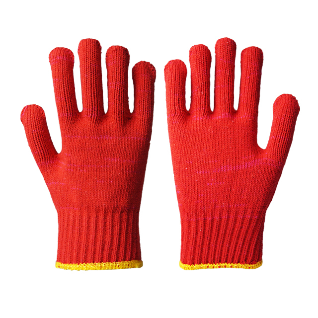 10 Gauge rote Polyester-Strickhandschuhe